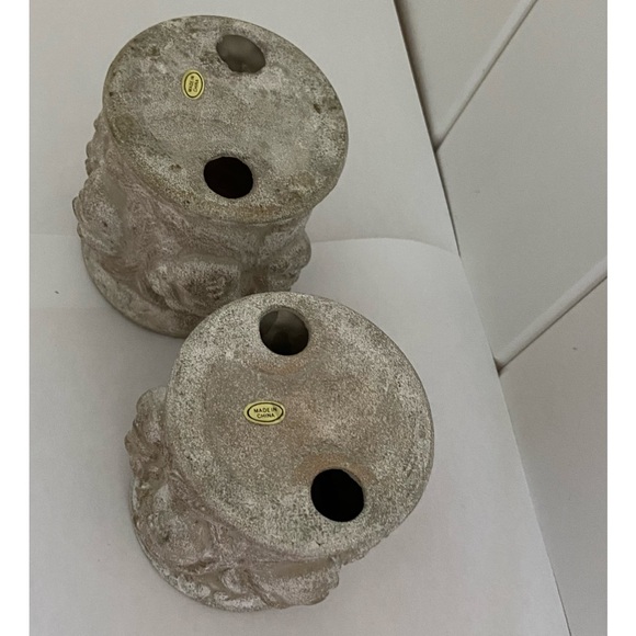 Vintage 3D Cherub face all around Candlestick Holder statue figurine 1980s 90s - Picture 4 of 13